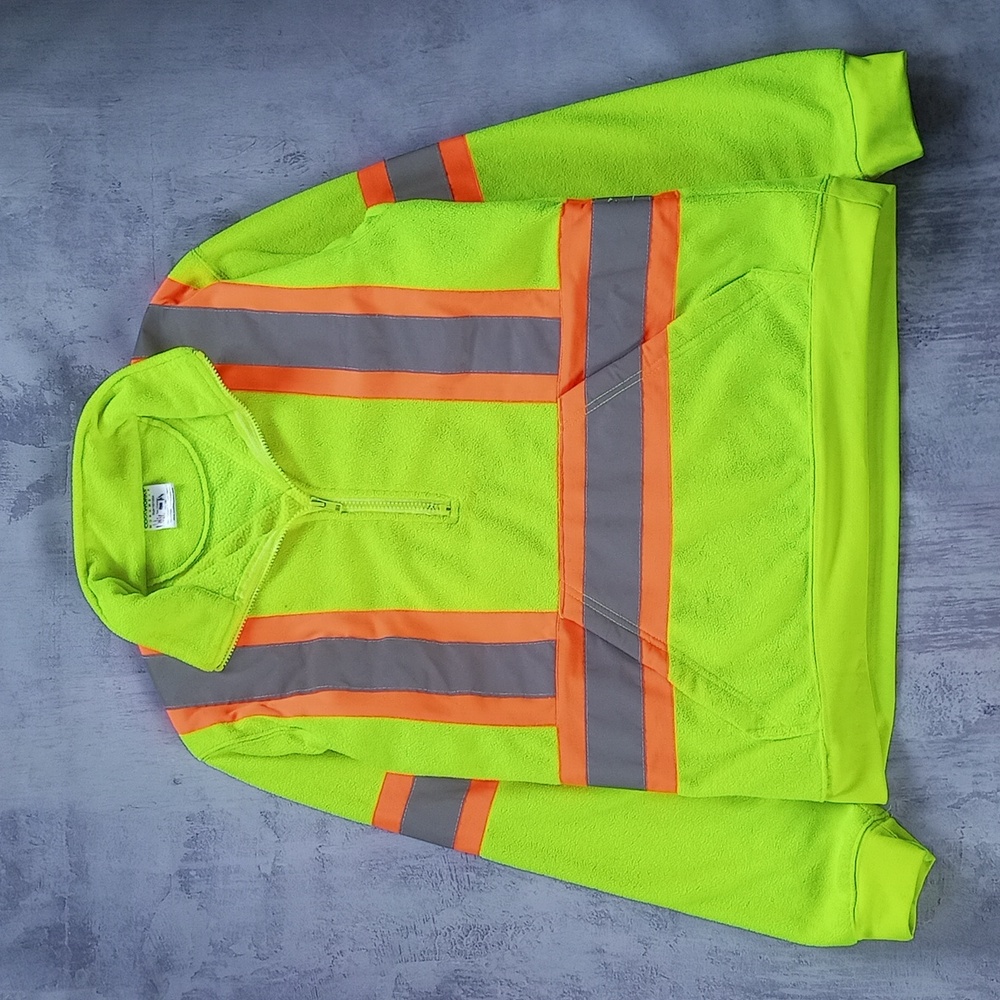 Vintage Construction Workers Neon Reflections Half Zip Sweater